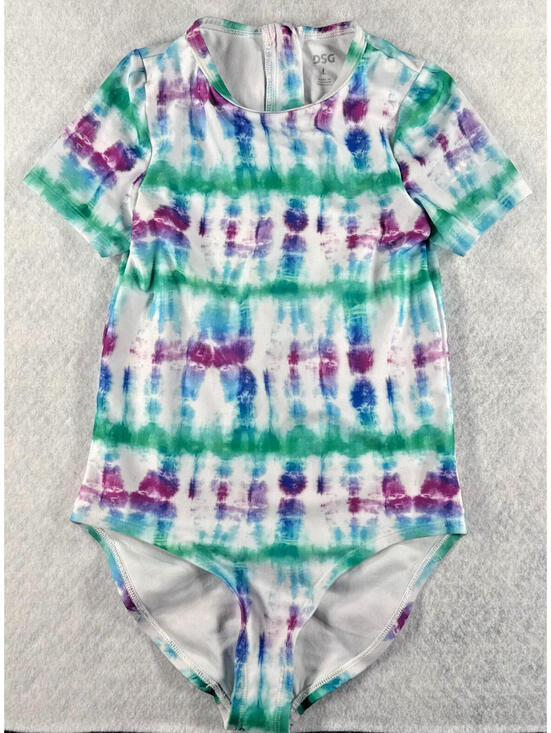 DSG Other - DSG Girls Large Tie Dye UPF 50+ Short Sleeve Zip Back One Piece Swimsuit NWT